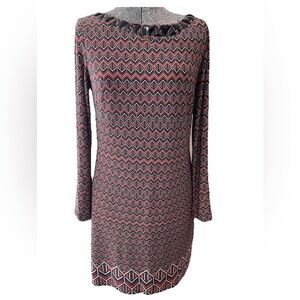 Vince Camuto fall color chevron pattern‎ pencil zipper back dress size 8-EUC